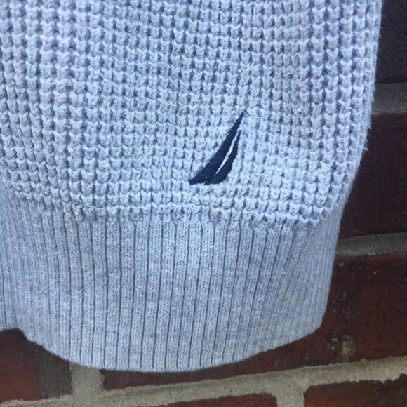 Nautica Sweater Textured Knit Cotton Gray Men's Large - Picture 2 of 10